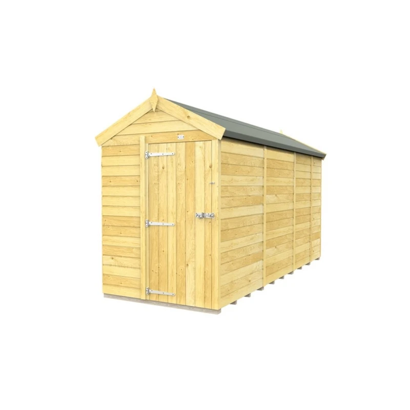 Image of Buttercup Farm 5 x 13 Feet Apex Shed - Single Door W/O Window - L387 x W147 x H217cm in Brown Brown Unisex