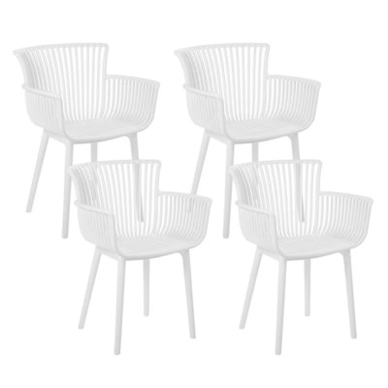 Image of Beliani Set Of 4 Garden Chairs Pesaro White