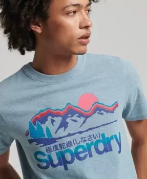Image of Superdry Mens Great Outdoors T-Shirt Blue / Desert Sky Blue Grit - Size: XL