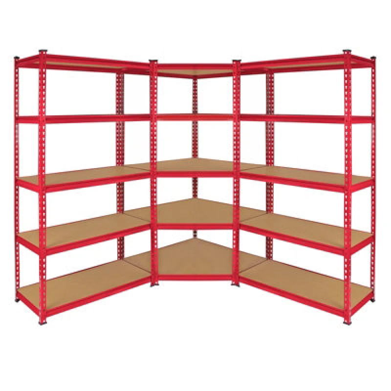 Image of 1 x Corner Racking Garage Shelving 2 x 90cm Bays Metal Heavy Duty MDF Shelves