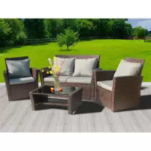 Image of Birchtree Pe Rattan Garden Furniture Set - Brown