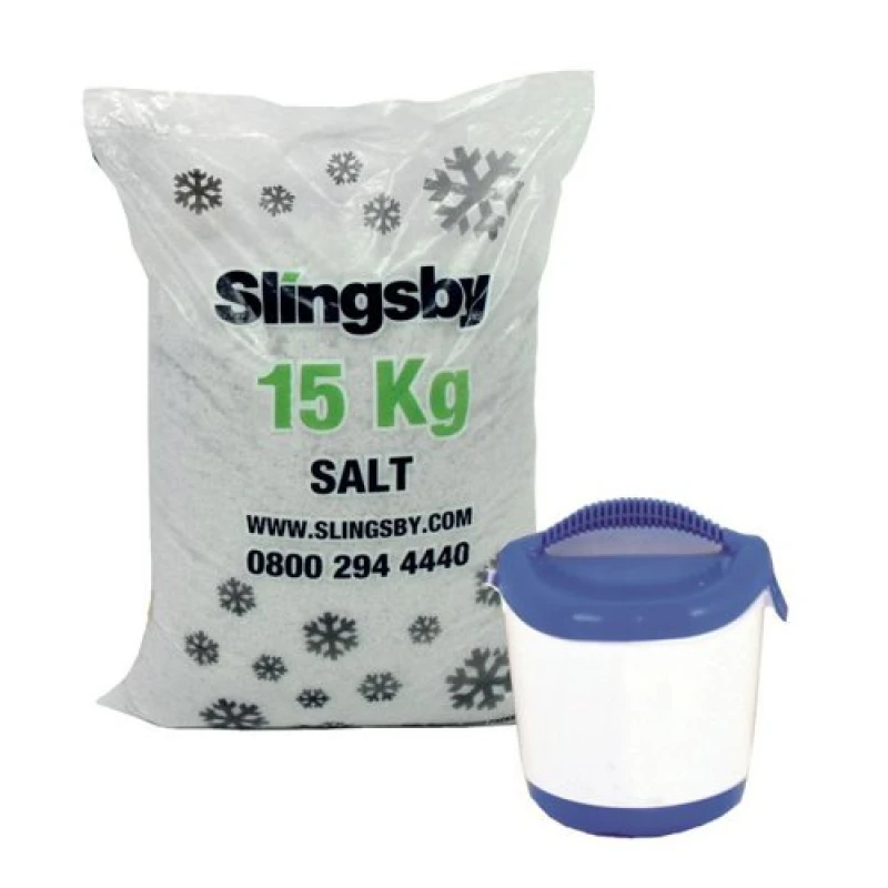 Image of ESE Direct Hand Held 4kg Salt Spreader with 15kg Bag of White De-icing Salt 425441 Salt Spreaders