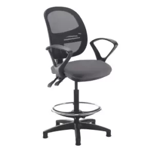 Image of Dams MTO Jota Mesh Back Draughtsmans Chair with Fixed Arms - Panama Red