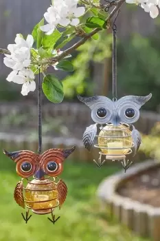Image of 2 Pack Owl Hanging Solar Ornaments
