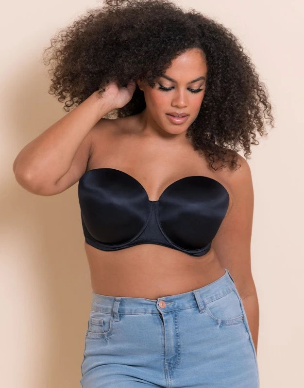 Image of Curvy Kate Womens Smoothie Moulded Strapless Multiway Bra Lingerie in Black Size: 40G Black Female 40G