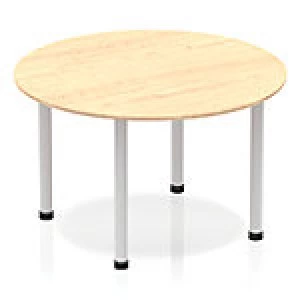 Image of Impulse Circle Table 1200 Maple Post Leg Silver
