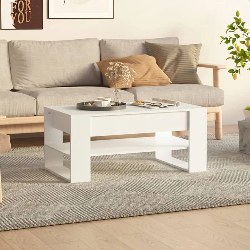 Image of VIDAXL Coffee Table White 102x55x45cm Engineered Wood Vidaxl 8720286963609