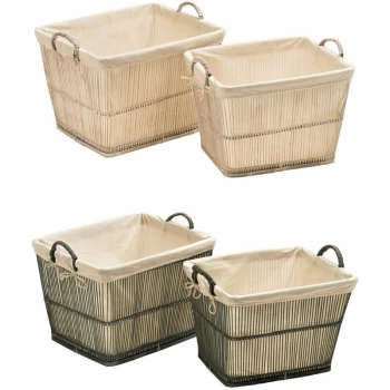 Image of Rustic Grey Washed Storage Baskets - Set of 2 - Premier Housewares