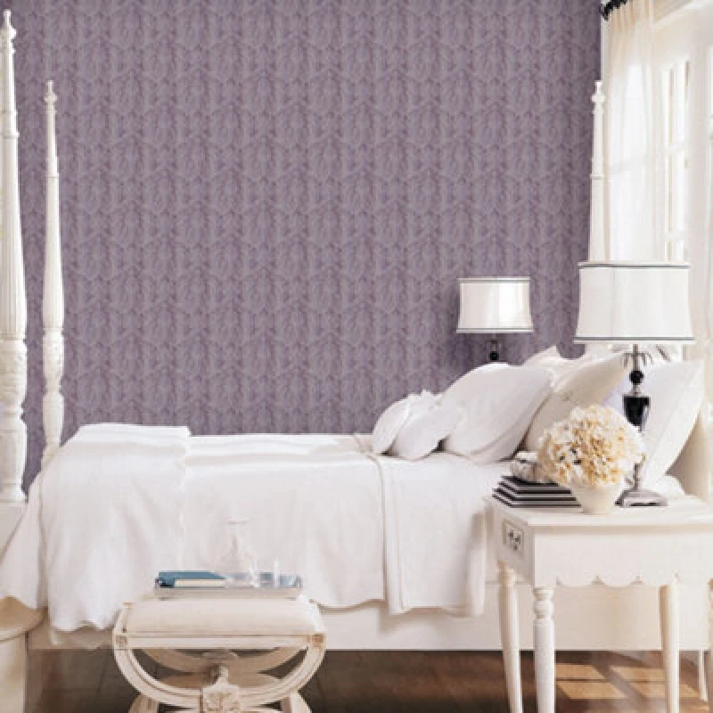Image of Galerie Nordic Elements Purple Embossed Metallic Paisley Stripe Wallpaper Roll