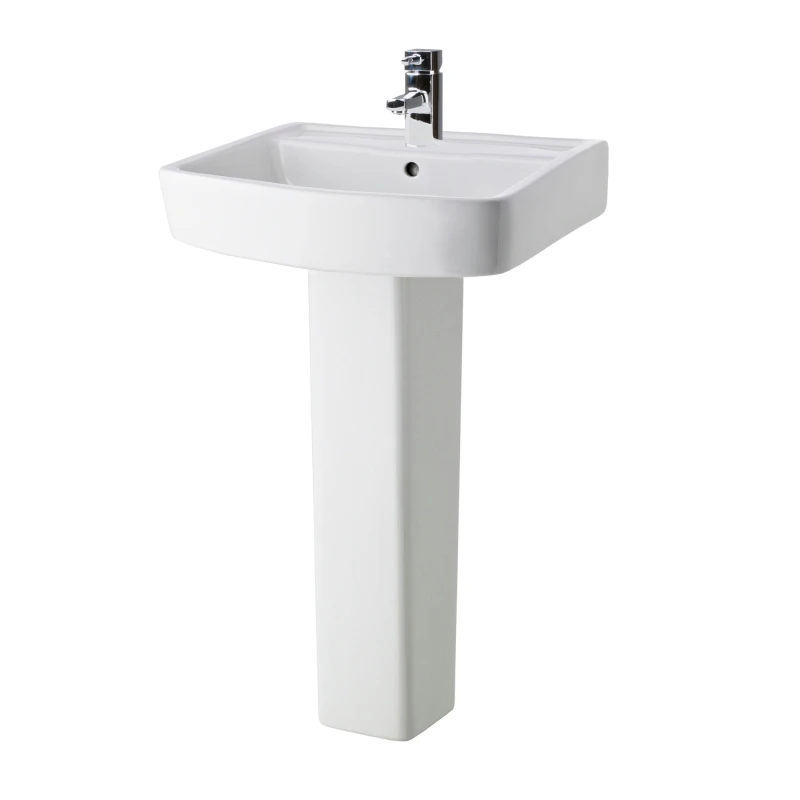 Image of Balterley Square 1 Tap Hole Basin Full Pedestal 520mm White