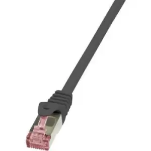 Image of LogiLink CQ2083S RJ45 Network cable, patch cable CAT 6 S/FTP 7.50 m Black Flame-retardant, incl. detent