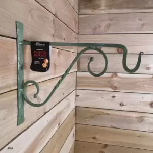 Image of Tom Chambers Heavy Duty Handcrafted Metal 35cm Sage Green Twisted Wall Bracket Hook For Garden Patio Hanging Basket Planter Bird Feeder