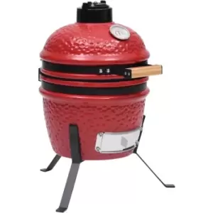 Image of 2-in-1 Kamado Barbecue Grill Smoker Ceramic 56cm Red Vidaxl Red