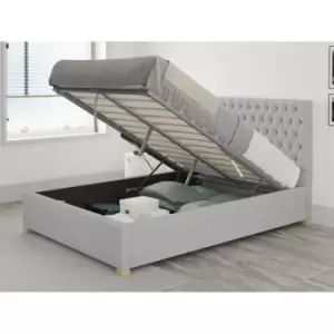 Image of Monroe Ottoman Upholstered Bed, Kimiyo Linen, Silver - Ottoman Bed Size Single (90x190)