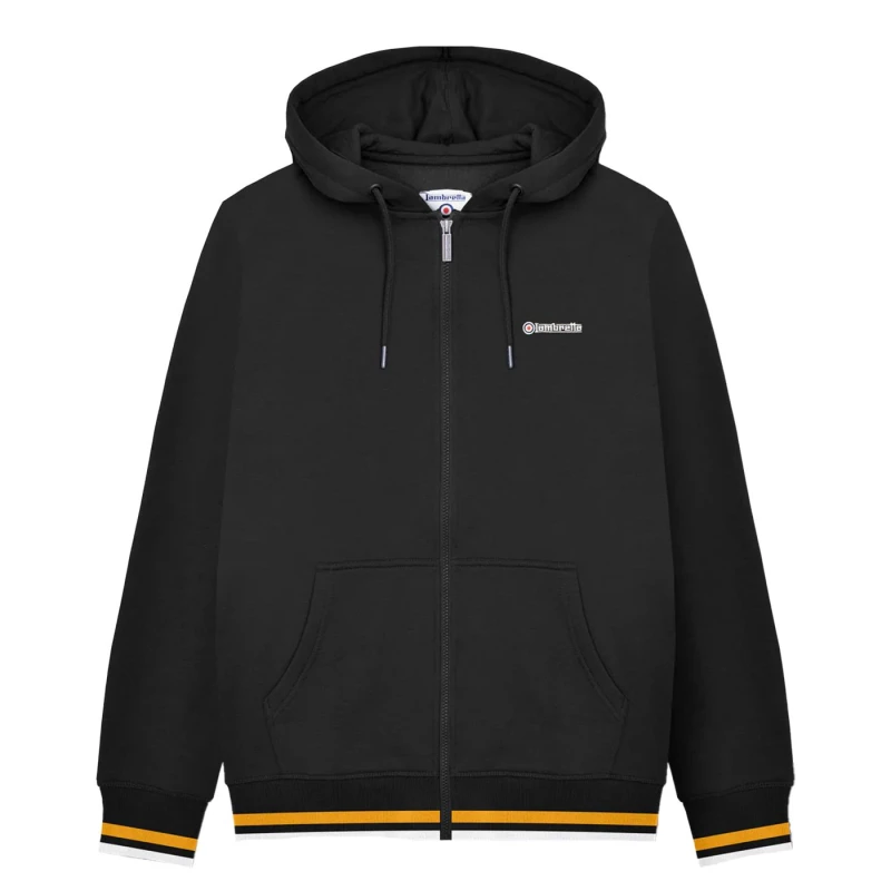 Image of Lambretta Lambretta Men AW24 Full Zip Hoodie in Black Size: large Black L Male 5063703662024