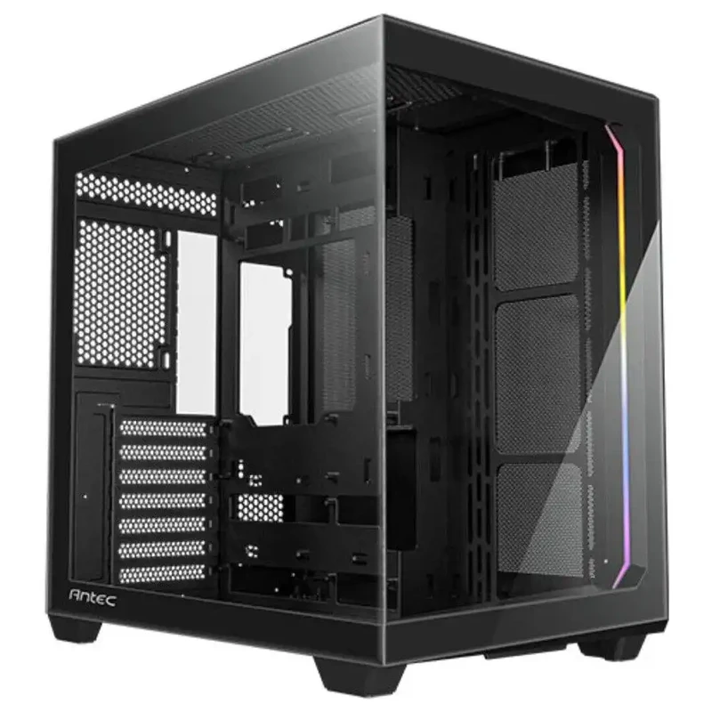 Image of Antec C5 Dual Chamber Gaming Case w/ Glass Side & Front, ATX, No Fans, ARGB Strip, USB-C, Asus BTF Compatible, Black