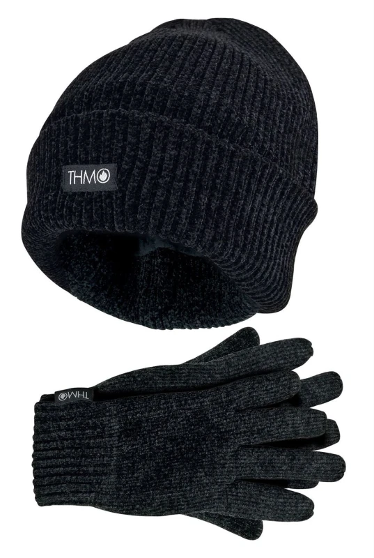 Image of THMO THMO - Ladies Hat & Gloves Set - Black