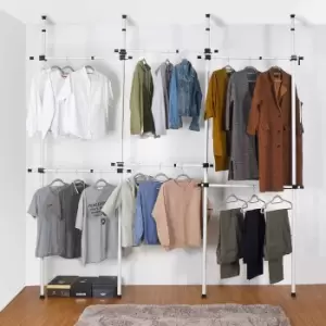 Image of House of Home Triple Telescopic Wardrobe Organiser Hanging Rail Clothes Rack Adjustable Storage Shelving