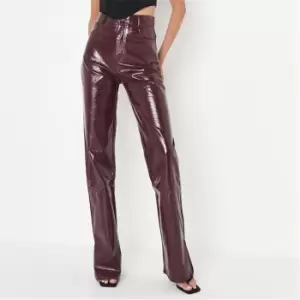 Image of Missguided Tall Vinyl Trousers - Red