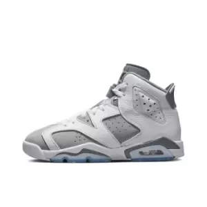 Image of Jordan Air Jordan 6 Retro (Gs), White/Medium Grey-Cool Grey, size: 5, Unisex, Shoes grade school, 384665-100