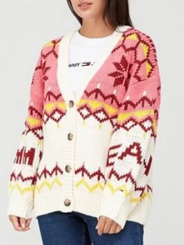 Image of Tommy Jeans Fairisle Cardigan - White