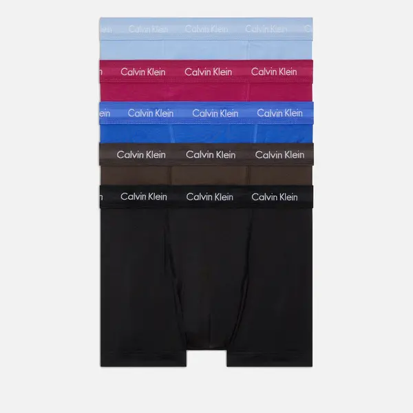 Image of Calvin Klein Stretch Cotton-Blend 5-Pack Trunks - L