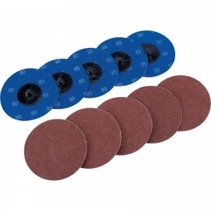 Image of Draper 50mm Diameter Aluminium Oxide Sanding Disc 75mm 80g Pack of 10
