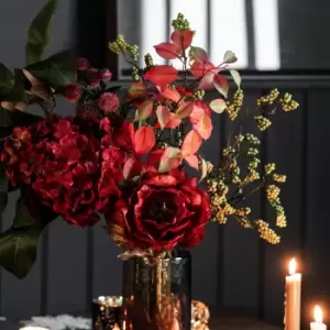 Image of Crossland Grove Peony Velvet Stem With Leaves Ruby (3pk) 690mm