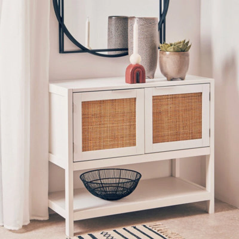 Image of Interiors by PH Rattan door Side Cabinet, White 2406553