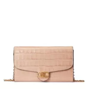 Image of Lauren by Ralph Lauren Croc Adair Crossbody Bag - Pink