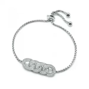 Image of Ladies Folli Follie Sterling Silver Fashionably Silver Knots Toggle Bracelet