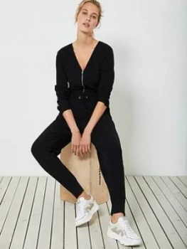 Image of Mint Velvet Luxe Knitted Jumpsuit - Black