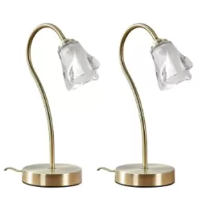 Image of Swan Neck Pair of Gold Table Lamp