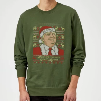 Image of Make Christmas Great Again Mens Green Christmas Sweatshirt - M - Green
