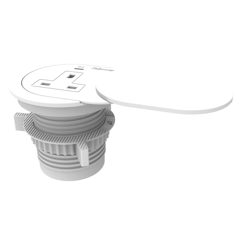 Image of FELLOWES Power Spot Extension Lead with USB 2 m, White 043859806751