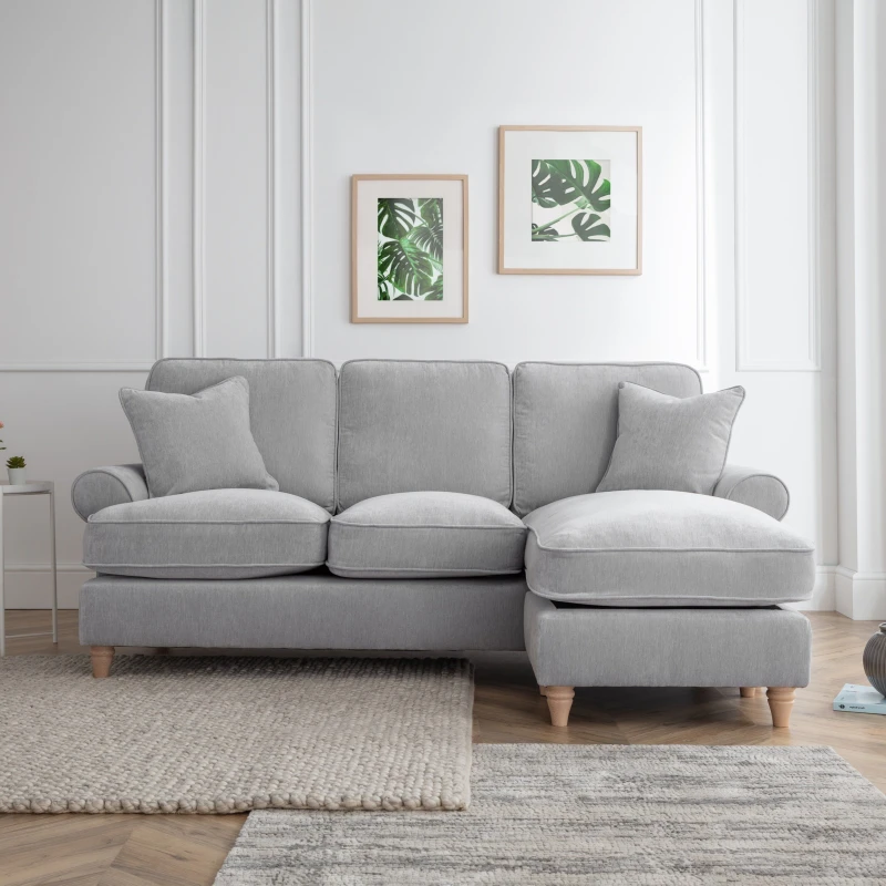 Image of The Great Sofa Company Ezra Right Hand Chaise Sofa Manhattan Ice in Light Grey Light Grey Unisex