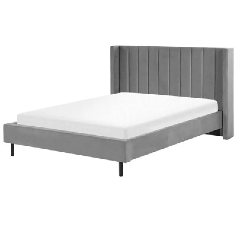 Image of Beliani Bed Velvet Villette 160 X 200 Cm (Eu King Size) Grey
