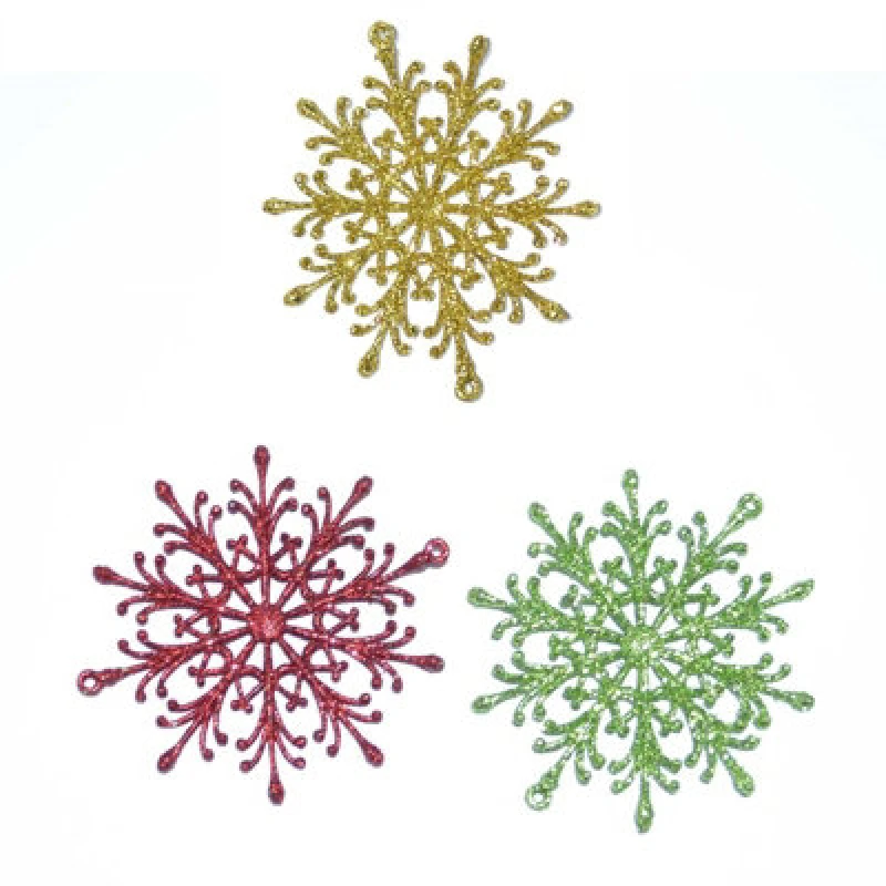 Image of Shatchi 3Pcs Glitter Snowflake Christmas Tree Decoration Xmas Party Hanging Ornament, Multi Multi