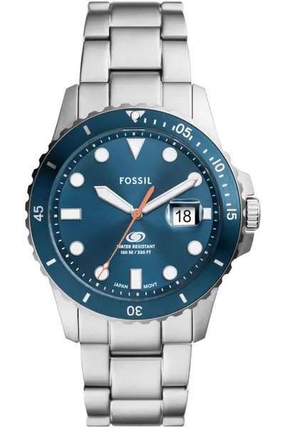 Image of Fossil Gents Fossil Blue Dive Three-Hand Date Stainless Steel Watch FS6050