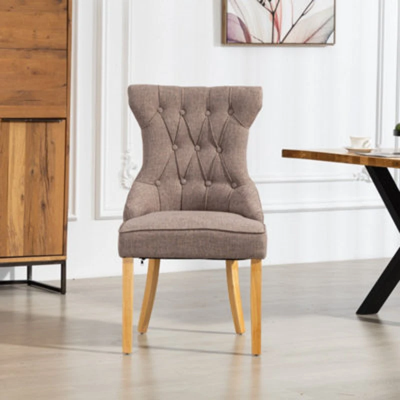 Image of Tiana Fabric Dining Chairs - Set Of 2 - Dark Brown