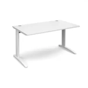 Image of Office Desk Rectangular Desk 1400mm White Tops With White Frames 800mm Depth TR10