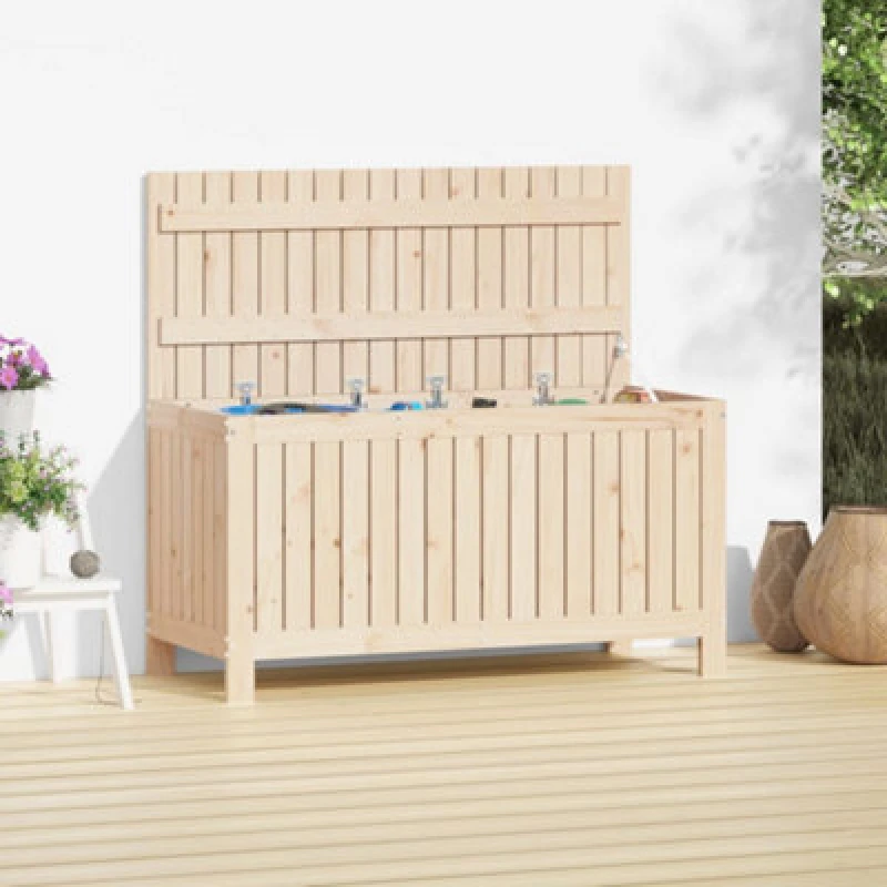 Image of vidaXL Garden Storage Box 115x49x60cm Solid Wood Pine, Brown 823836