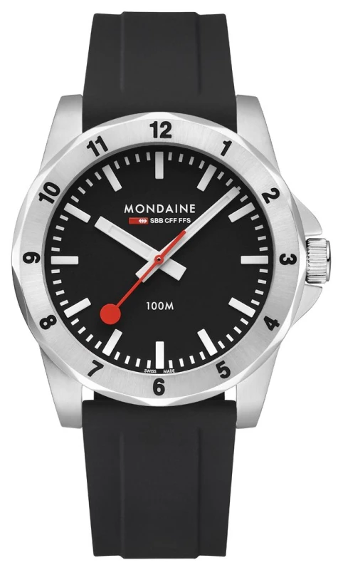Image of Mondaine MSN.42120.RB Numeri Quartz (42mm) Black Dial / Watch