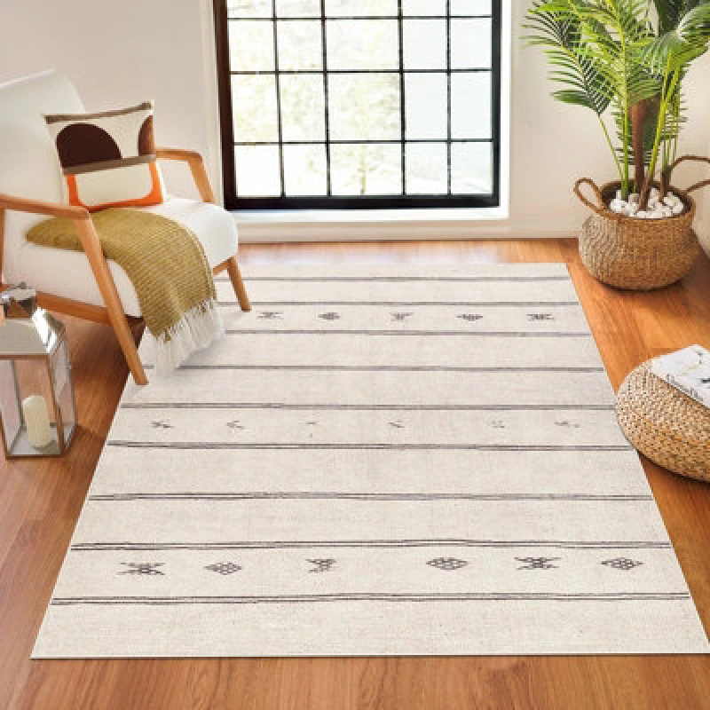 Image of Becki Owens X Livabliss Global Scandi Beige/dark Brown Rivi Area Rug 160 X 213cm - Easy Care, Ideal For Living Room & Bedroom