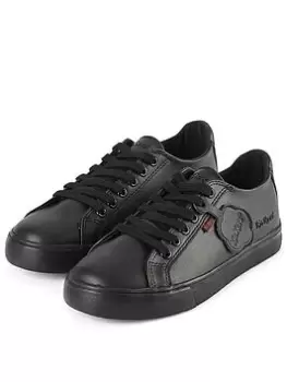 Image of Kickers Tovni Leather Lace Plimsoll - Black, Size 6 Older