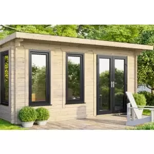 Image of Power Sheds 16 x 12ft Right Hand Door Pent Notched Logs Log Cabin