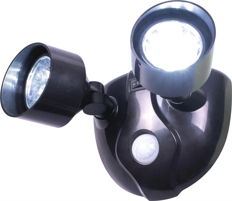 Image of St Helens Twin Head 10 LED PIR Motion Sensor Security Battery Outdoor Light Battery ELV-825863