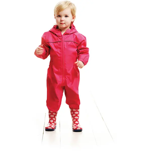 Image of Regatta Kids Paddle Waterproof Breathable Rain Suit TRW466 Pink