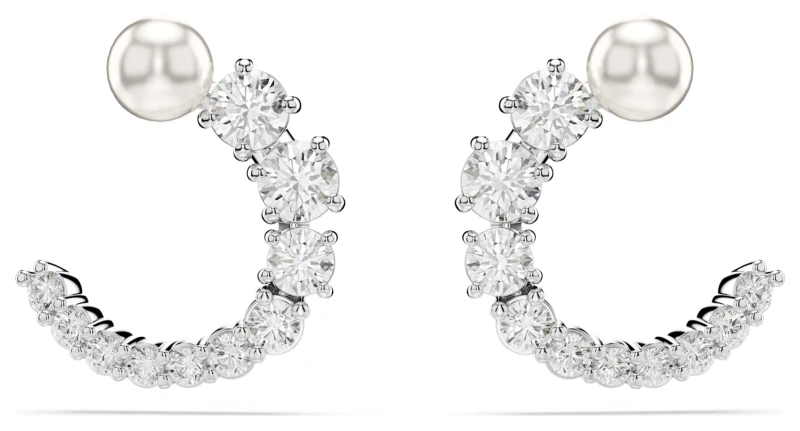 Image of Swarovski 5692260 Matrix Hoop Stud Earrings Crystal Pearl Jewellery