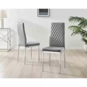 Image of Furniture Box 6X Milan Kitchen Dining Chair Grey Velvet Silver Legs